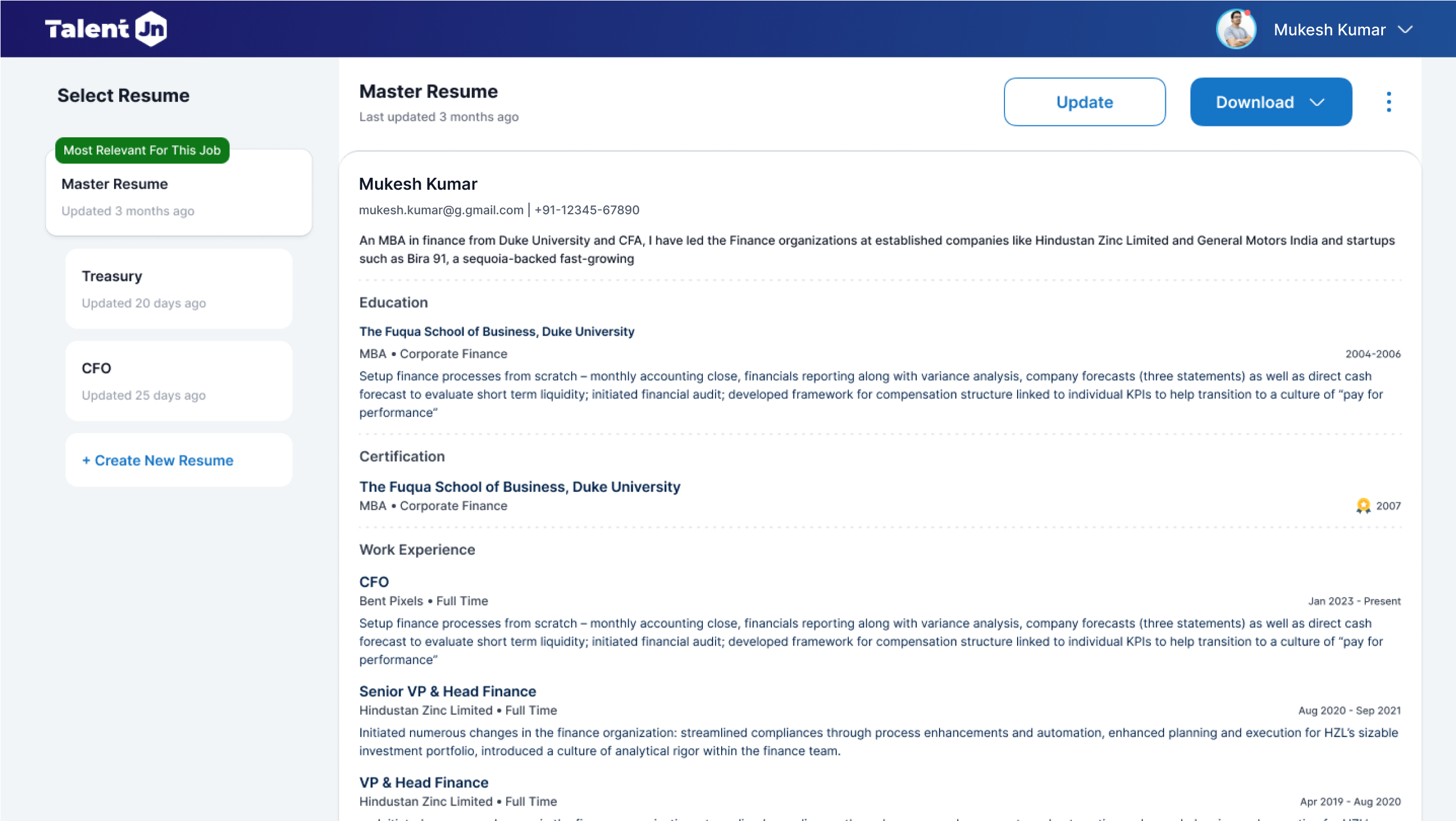 Tailored Resume